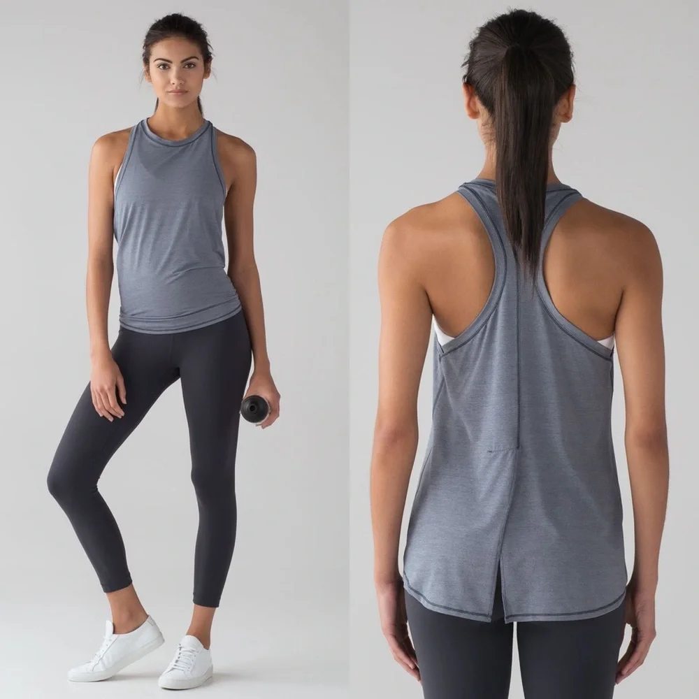 Lululemon Hot Like Agni Singlet Heathered‎ Sterling W1ABXS Size 8